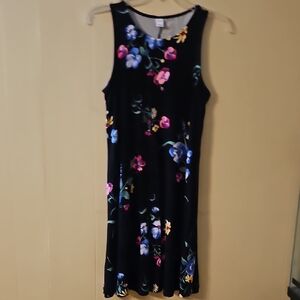 Old Navy Black Dress with Vibrant Floral Design
